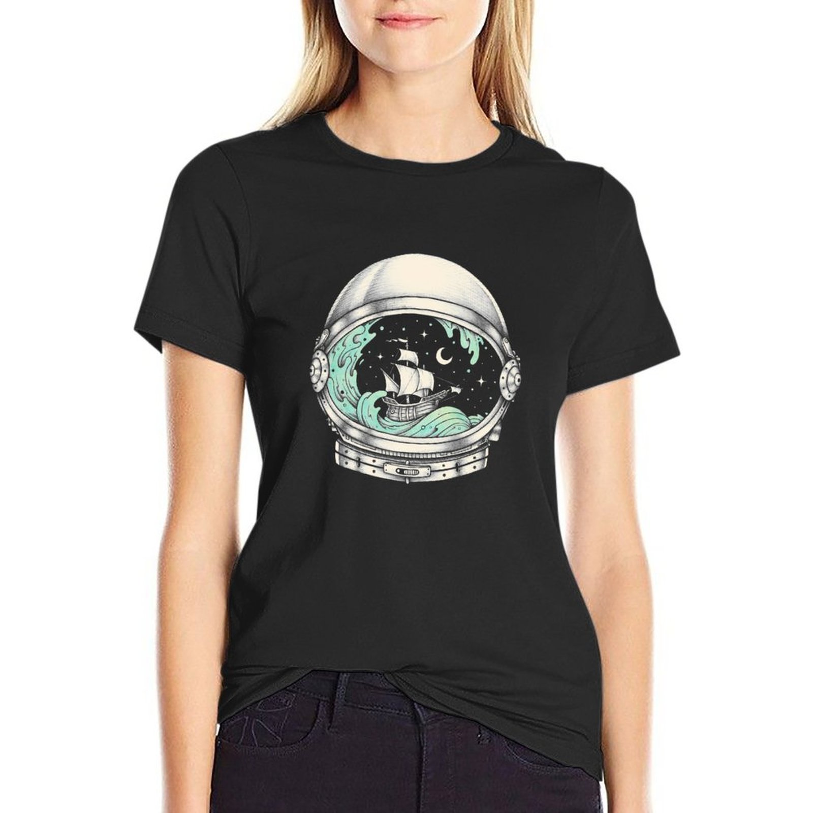 여성용 우주선 티셔츠, 레이디 의류, 재미있는 티셔츠